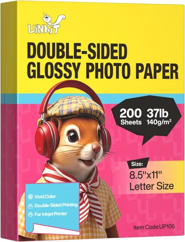 Vista 10 de Uinkit Papel para Folletos Brillante de Doble Cara 8.5x11 Inyección de Tinta 37lb 140gsm Tinta de Tinte Papel Fotográfico Delgado para Fotos