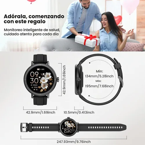 Vista 5 de Reloj inteligente para mujeres, rastreador de actividad física HD de 1.27" pulgadas con llamadas Bluetooth (respuesta y realizar), reloj inteligente