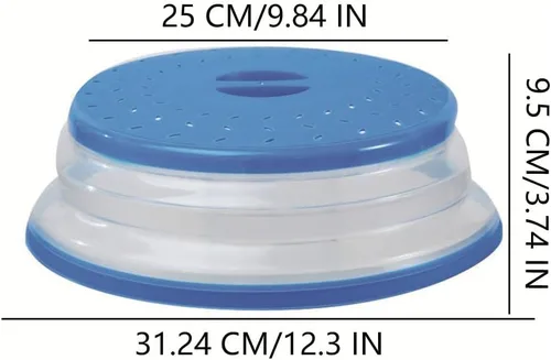 Vista 2 de Cubierta plegable para salpicaduras de microondas, apta para lavavajillas, cubierta para placa de microondas con ventilación de vapor, silicona