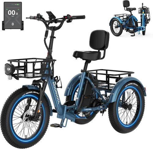 Vista 15 de MOONCOOL Electric Tricycle for Adults, 500W/750W Folding Electric Trike for Adults, 20"x3.0" Fat Tire 3 Wheel Electric Bike, Aluminum Frame