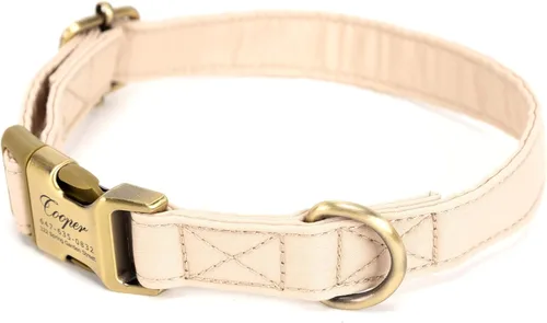 Vista 3 de Collar de perro personalizado con nombre y número de teléfono grabado, collar ajustable personalizado para cachorros, collar de algodón orgánico