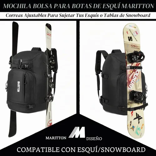 Vista 2 de Bolsa para botas de esquí - Mochila de viaje para botas de snowboard y esquí, casco, gafas, guantes, accesorios BLK