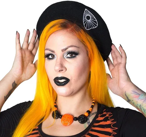 Vista 3 de kreepsville 666 Gorro Ouija Planchette Negro Boina, Negro
