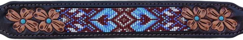 Vista 6 de Collar de cuero para perro, tamaño grande, estilo occidental, resistente, manual, ajustable, con cuentas y acolchado, suave para cachorros y perros