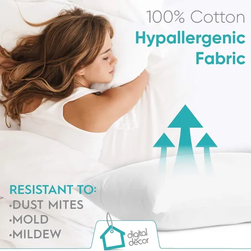 Vista 5 de Conjunto de dos almohadas alternativas para hoteles cinco estrellas 100% de algodón fabricadas en los EE. UU. con tres niveles de confort, Algodón