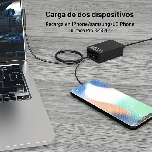 Vista 6 de [Versión mejorada] Cargador Surface Pro de 65 W para Surface Pro 3/4/5/6/7/8/9/X, compatible con Microsoft Surface Book Laptop/tablet, funciona