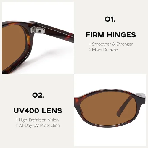 Vista 5 de mosanana Gafas de sol ovaladas rectangulares de moda para mujer, estilo retro de los años 90, estilo pequeño MS52586