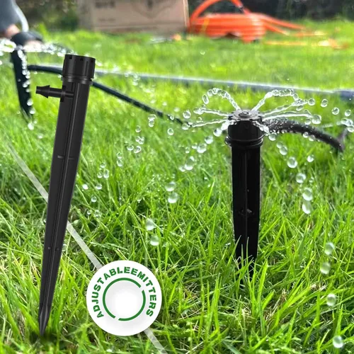 Vista 4 de Mudder 100 emisores de riego por goteo de 5.2 pulgadas para tubos de riego por goteo de 1/4 de pulgada ajustables de 360 grados con rociador