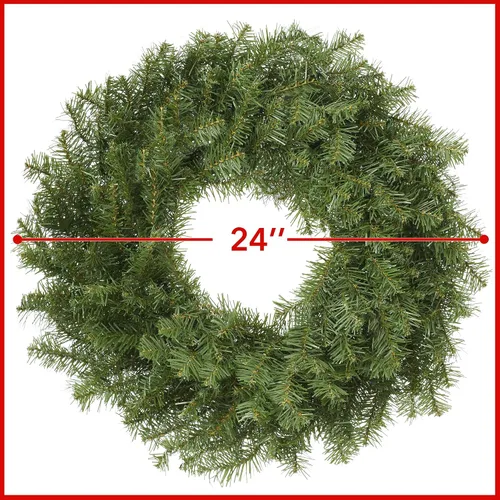 Vista 3 de Casafield Corona de Navidad artificial de abeto de 24 pulgadas, decoración navideña, 200 puntas de PVC para puerta delantera, ventana o mantel