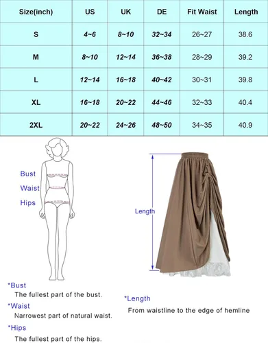 Vista 2 de Scarlet Darkness Maxi Long Skirt for Women Double-Layer Victorian Renaissance Skirts