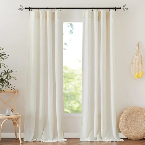 Vista 26 de RYB HOME Cortinas traslúcidas grises – Cortinas semitransparentes mezcladas de lino para privacidad, cortinas de ventana, reducción de luz para sala