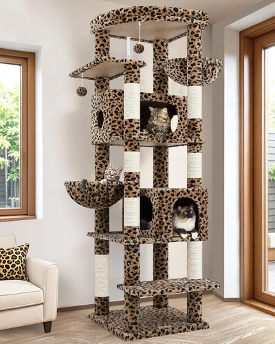 Vista 12 de Globlazer Árbol para gatos resistente, torre resistente de 74 pulgadas para gatos grandes y adultos, árbol grande para gatos con 7 postes rascadores