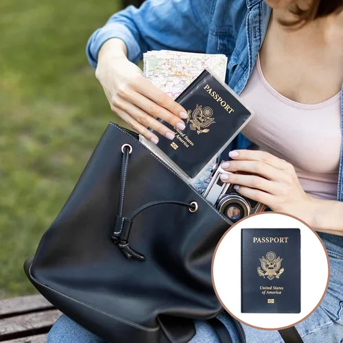 Vista 5 de 10 fundas transparentes para pasaporte, funda transparente para pasaporte, protector de pasaporte de plástico para hombres y mujeres, soporte
