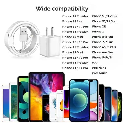 Vista 5 de Carga para cargador de iPhone [certificado MFi de Apple] Paquete de 2 cables Lightning para sincronización de datos con cable de carga USB A, bloque