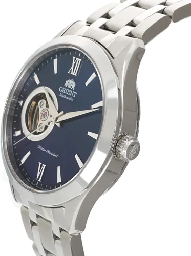 Vista 3 de Orient "Golden Eyes 2" clásico automático semi esqueleto reloj de cristal de zafiro esfera azul AG03001D