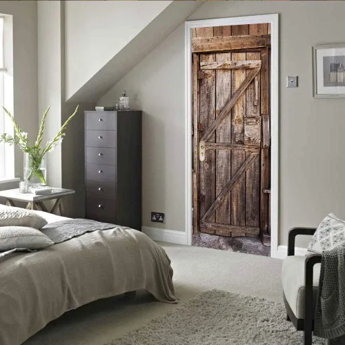 Vista 67 de Adhesivos 3D para puerta, murales para despegar y pegar, puerta de madera, papel tapiz autoadhesivo, extraíble, PVC, impermeable, póster para Puerta