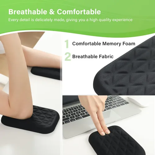 Vista 4 de LargeLeaf Almohadilla ergonómica para reposamuñecas y codos para escritorio con espuma viscoelástica y base antideslizante, alivia el dolor de codo