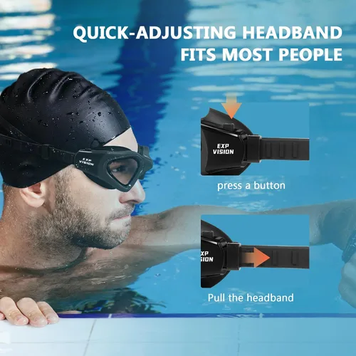 Vista 6 de EXP VISION Gafas de natación para adultos, gafas de natación antivaho para mujeres y hombres, sin fugas, gafas de agua de triatlón