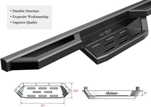 Vista 3 de Estribos Aps iBoard para Dodge RAM Extended de doble cabina, con 2 puertas angostas, Aluminio negro