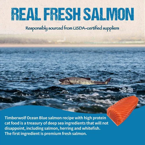 Vista 4 de Timberwolf Receta de salmón azul marino con alto contenido de proteínas para gatos de 10 libras