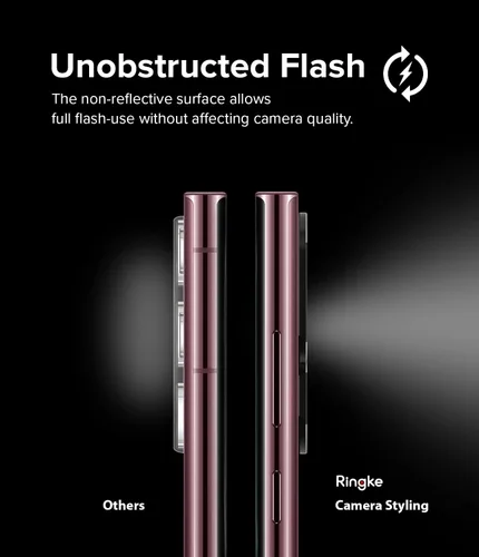 Vista 4 de Ringke Estilo de cámara compatible con Samsung Galaxy S22 Ultra 5G Protector de lente de cámara, marco de aluminio, adhesivo protector resistente