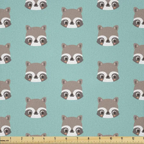 Vista 137 de Lunarable Tela de animales de The Yard, caras de gato y perro, mejores amigos, Bulldog Beagle, Labrador, Calico Kitty impresión, tela de satén