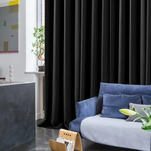 Vista 7 de Deconovo - Cortinas para oscurecer ambientes Negro