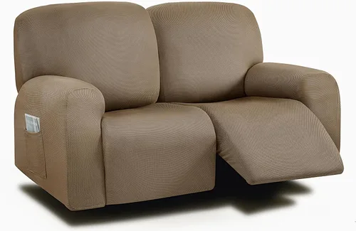 Vista 44 de ULTICOR Fundas para sofá reclinable de 8 piezas, fundas elásticas con hilo teñido para sofá reclinable de 3 cojines, gruesas, suaves y lavables Gris