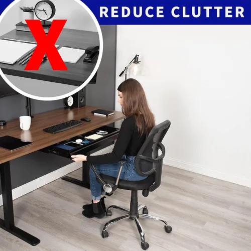 Vista 9 de VIVO DESK-DR33-B - Organizador grande de cajones de almacenamiento para debajo del escritorio, negro, de 33 pulgadas