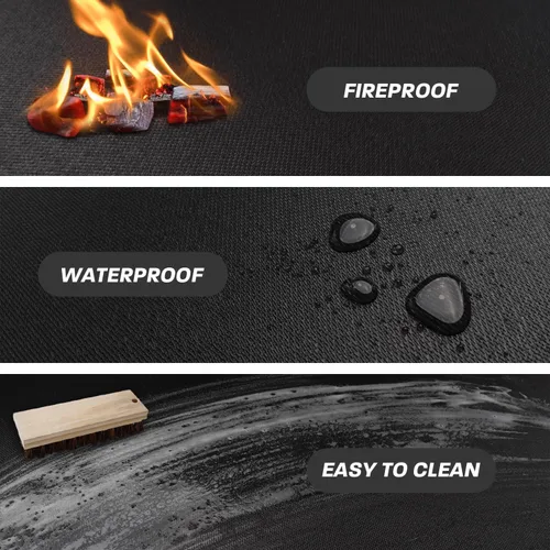 Vista 4 de Tapete para Fogata de 19.5" para Solo Stove Mesa, Tapete Redondo Impermeable al Aceite y Agua para Debajo de la Fogata de Mesa, Tapete Portátil
