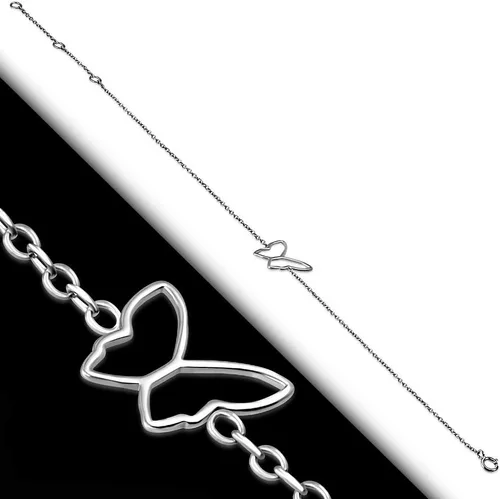 Vista 2 de My Daily Styles Tobillera de mariposa de plata de ley 925, 11", Plata Esterlina