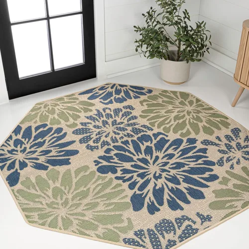Vista 19 de JONATHAN Y Alfombra Corredor de Tejido Texturizado Floral para Interiores y Exteriores 2X8 Marrón/Crema, Zinnia Moderna para Patio Trasero, Patio
