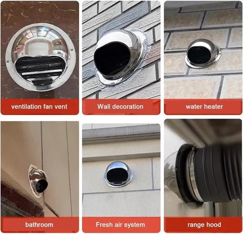 Vista 9 de Tapa de chimenea de acero inoxidable 304, rejillas de ventilación de escape con malla de pantalla, tapa de lluvia redonda de ventilación y protector