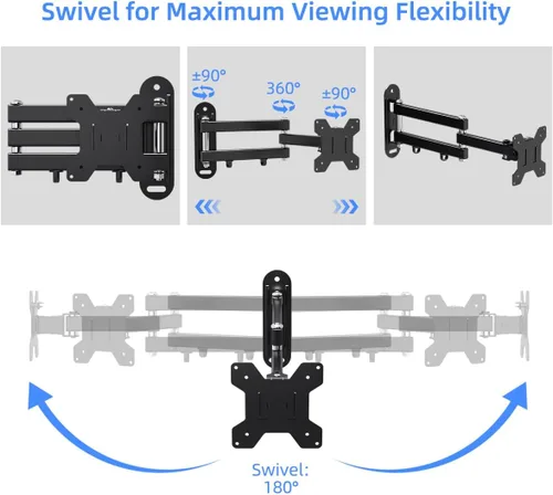 Vista 4 de suptek Soporte de Pared para TV con Brazo para Monitor Soporte de Pared para TV con Brazo para Pantalla Soporte para Monitor para 13-30" Ajustable