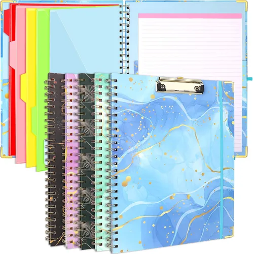 Vista 9 de Portapapeles Portafolio con Bloc de Notas Recargable, Carpeta de Portapapeles de Tapa Dura en Espiral, 5 Separadores, Portapapeles de Almacenamiento