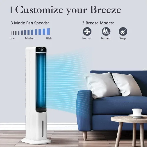 Vista 4 de Enfriador de aire evaporativo 2 en 1, ventilador portátil sin ventanas con control remoto, ventilador de refrigeración de aire con 4 paquetes