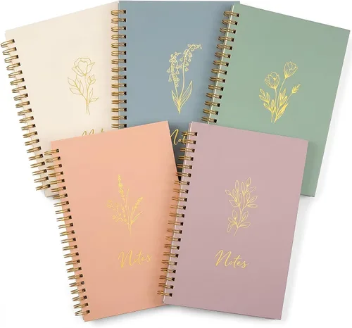 Vista 12 de Gueevin Paquete de 5 Cuadernos en Espiral Estéticos Suministros Escolares A5 Rayado Ancho 160 Páginas/80 Hojas Cuaderno Lindo para Trabajo