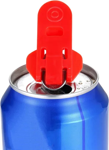 Vista 4 de Abrelatas manual fácil, paquete de 6 abridores de latas de cerveza de soda colorida y protector de latas de bebidas, escudos de plástico de alta