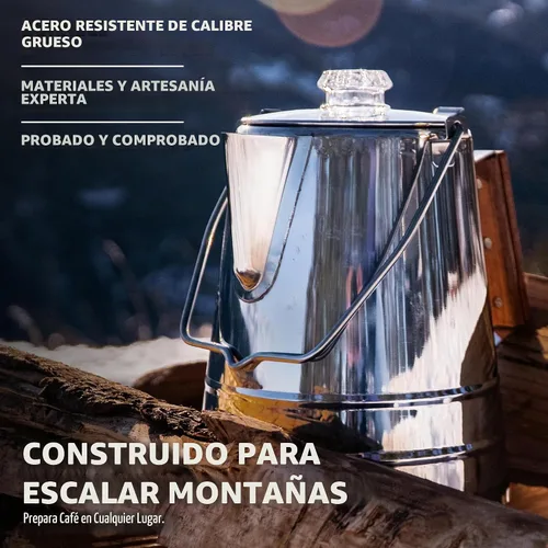Vista 5 de COLETTI Cafetera de Café Percolador para Acampar Butte — Cafetera de Café Percolador, SIN Aluminio ni Plástico [14 Tazas]