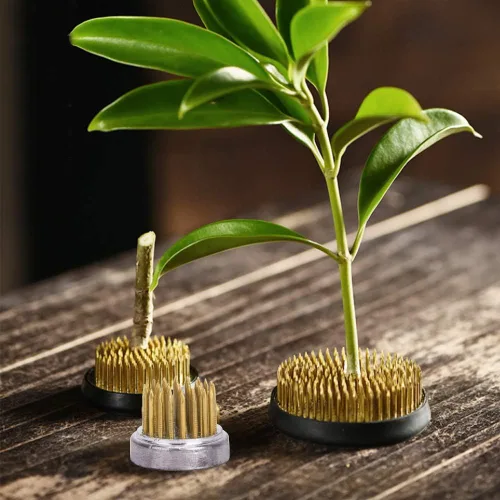 Vista 4 de Oumefar Arreglo floral Decoración Fijación Herramienta Set Flor Kenzan Hierro Alambre Tijera Ikebana Kenzan Japonés Flor Titular Cinta Kenzan