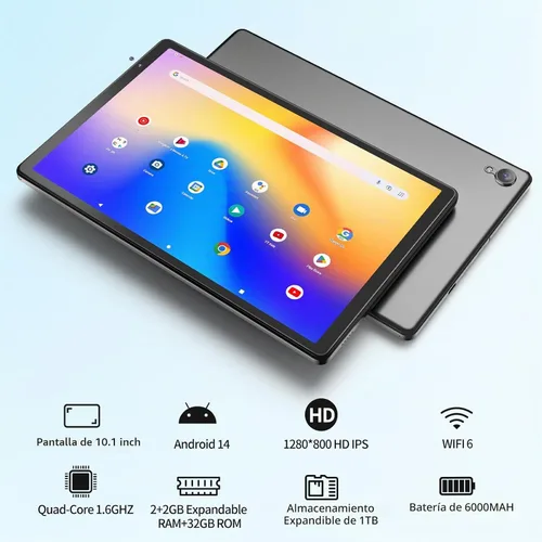 Vista 2 de Tablet Android 10 pulgadas, 32GB+1TB Expandible, Pantalla HD IPS