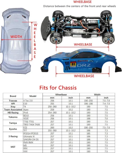 Vista 6 de 1/10 Escala RC Onroad Racing Drift Touring Car Transparente Lexan Carcasa Transparente (Challenger SRT8)