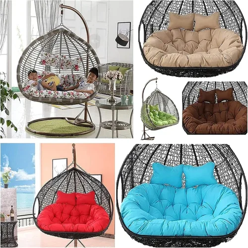 Vista 7 de Cojín de repuesto para silla Columpio de 2 plazas, Lavable, Grueso, Grande, de Mimbre, impermeable y resistente al sol, para balcón y patio