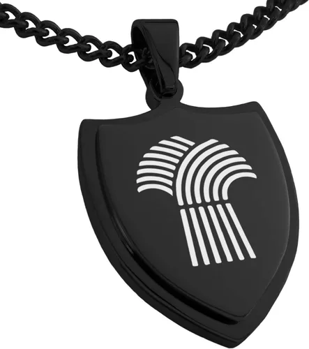 Vista 37 de Collar con colgante de escudo de dioses griegos de acero inoxidable
