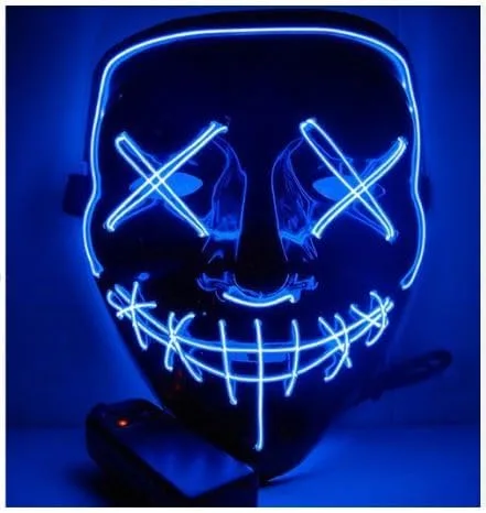 Vista 4 de Máscara de Halloween con luz LED para festivales Cosplay Purge