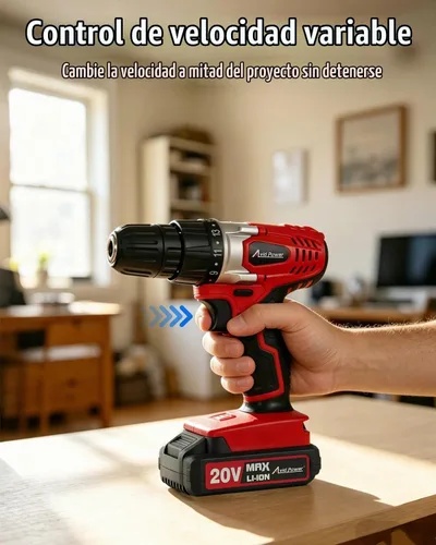 Vista 4 de AVID POWER Juego de taladro inalámbrico de litio de 20 V Max, kit de taladro eléctrico con batería y cargador, portabrocas sin llave de 3/8 1-rojo