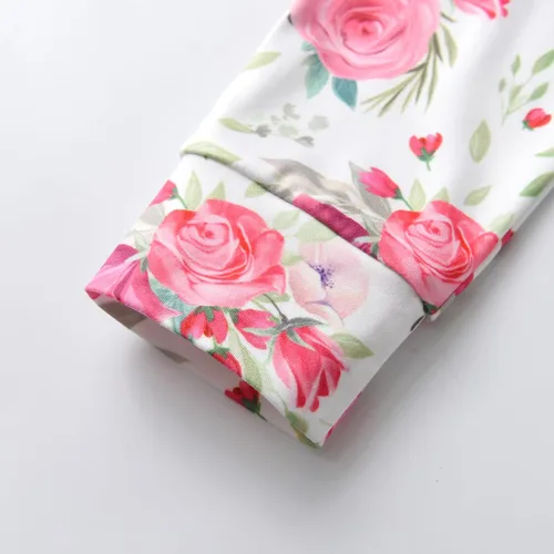 Vista 7 de KuKitty Conjunto de 3 piezas de camiseta de manga larga y pantalones de flores con diadema