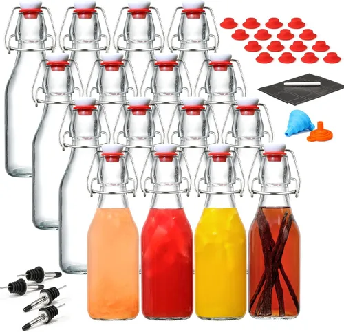 Vista 10 de Paquete de 8 botellas de vidrio con tapa abatible de 8.5 onzas, botellas
