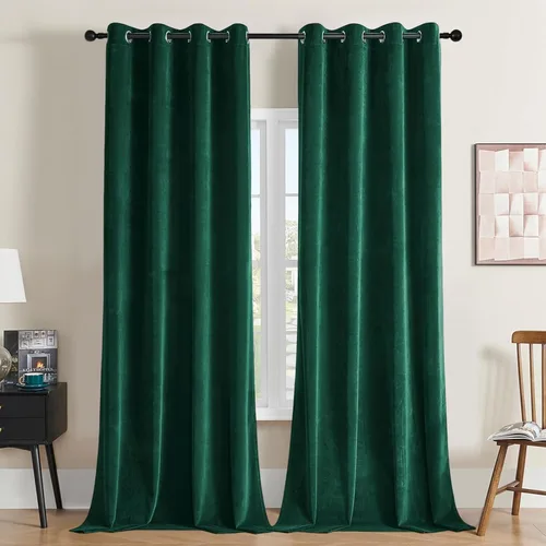 Vista 10 de Joydeco Cortinas de terciopelo negro de 63 pulgadas de largo, 2 paneles, cortinas opacas de lujo con bolsillo para barra, cortinas de ventana
