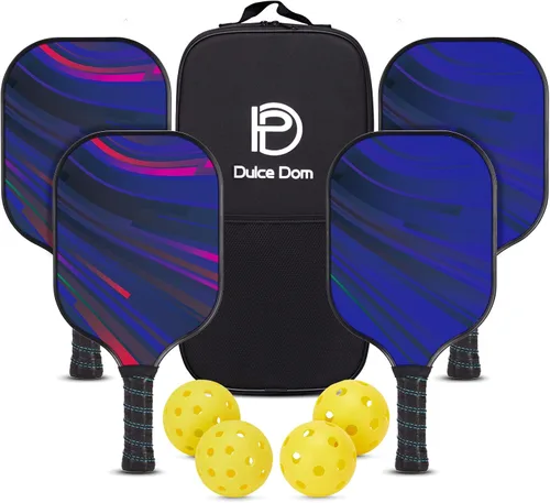 Vista 20 de Dulce DOM Juego de 2/4 palas de pickleball aprobadas por USAPA, 4 bolas de pickleball para interiores y exteriores, raqueta de superficie de fibra